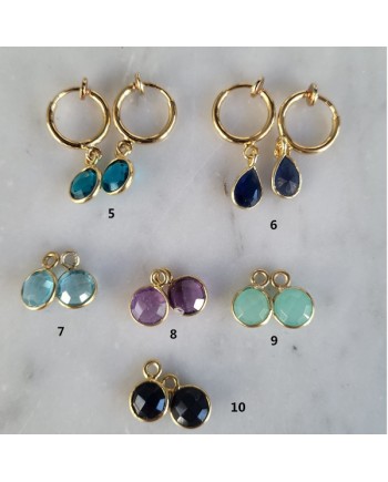 Créoles clips ou percées et pierre naturelle interchangeable