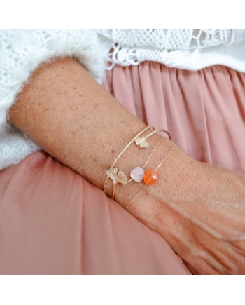 Bracelet chaîne Plaqué Or et pierre de couleur