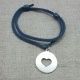 Bracelet cible coeur Argent sur lien elastique double tour 