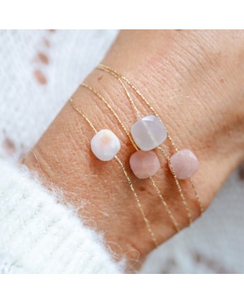 Bracelet chaîne Plaqué Or et pierre de couleur