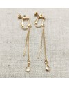 Boucles d'oreilles double tige et pierre sertie