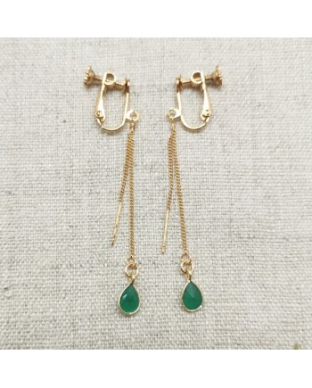 Boucles d'oreilles double tige et pierre sertie