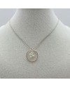Collier anneau argent une breloque nacre cerise
