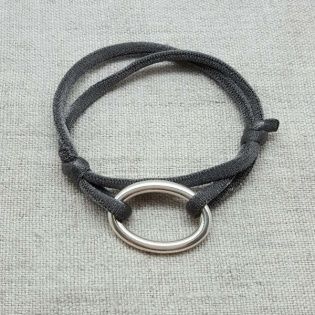 Bracelet anneau ovale Argent sur lien élastique