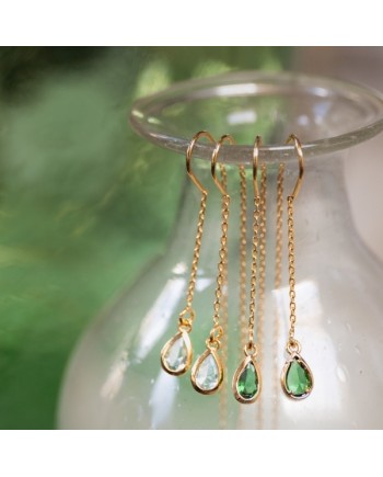 Boucles d'oreilles double tige et pierre sertie