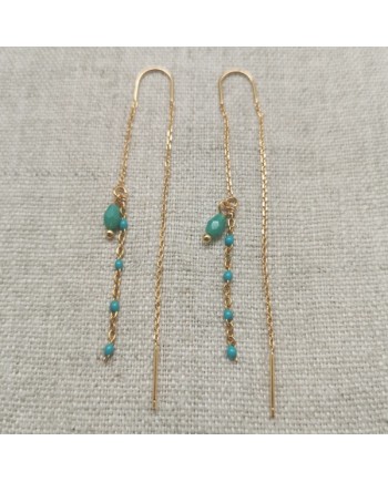 Boucles d'oreilles longues chaînes perles émaillées