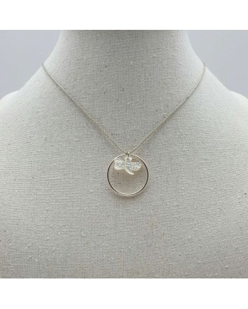 Collier anneau argent une breloque nacre libellule