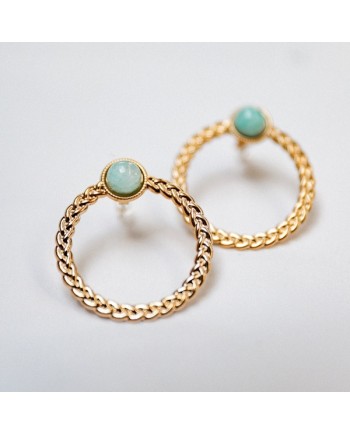 Boucles d'oreilles anneau et pierre sertie