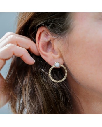 Boucles d'oreilles anneau et pierre sertie