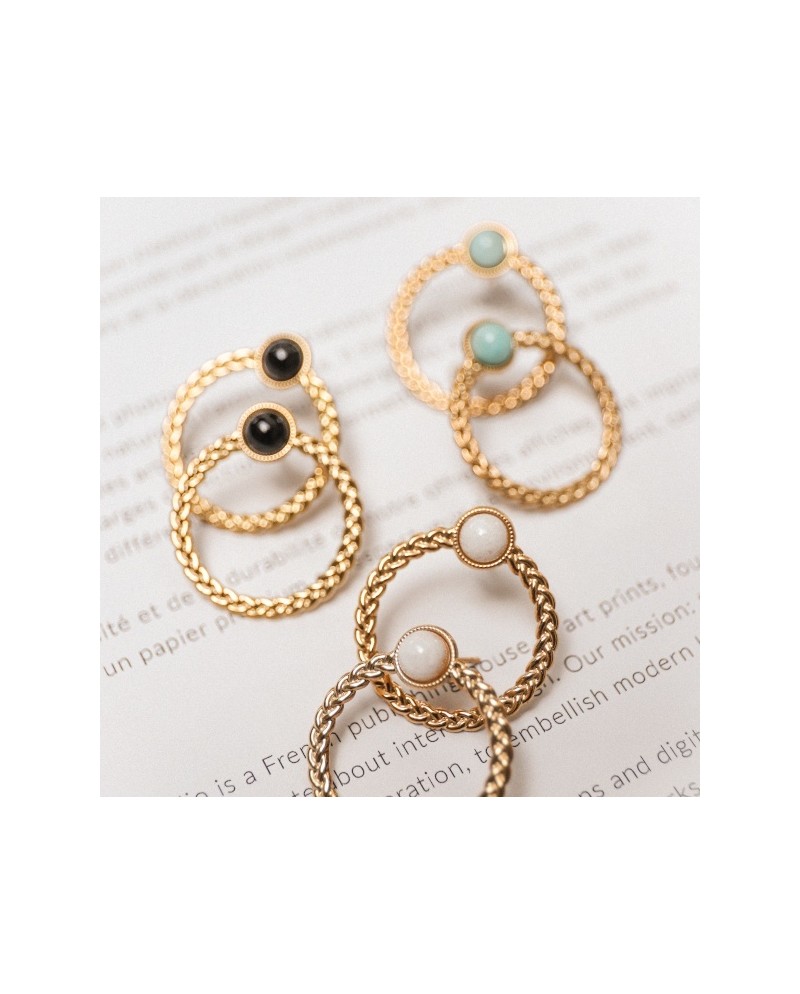 Boucles d'oreilles anneau et pierre sertie