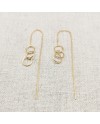 Boucles d'oreilles  3 anneaux et tiges pendantes plaqué Or