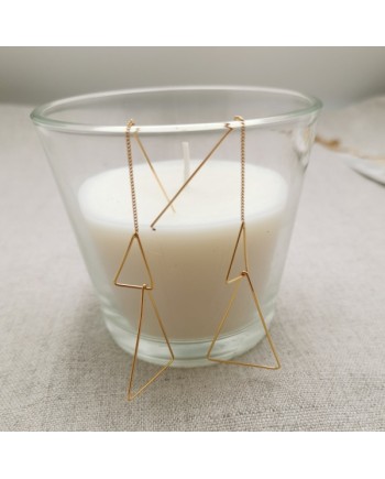 Boucles d'oreilles triangles et tiges pendantes plaqué Or