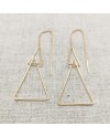 Boucles d'oreilles triangles et tiges pendantes plaqué Or