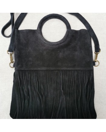 sac à franges anse ronde en cuir