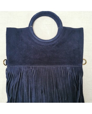 sac à franges anse ronde en cuir