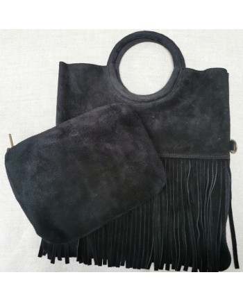 sac à franges anse ronde en cuir