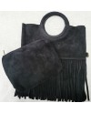 sac à franges anse ronde en cuir