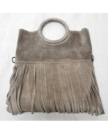 sac à franges anse ronde en cuir