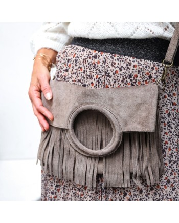 sac à franges anse ronde en cuir