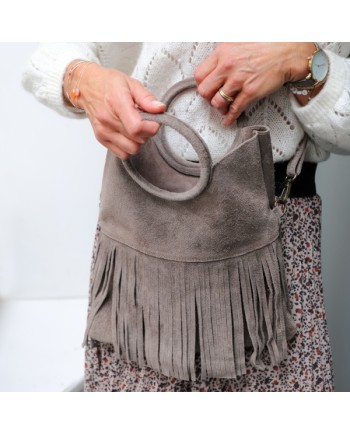 sac à franges anse ronde en cuir
