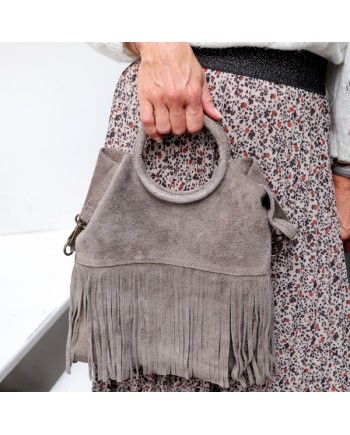 sac à franges anse ronde en cuir