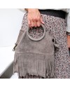 sac à franges anse ronde en cuir