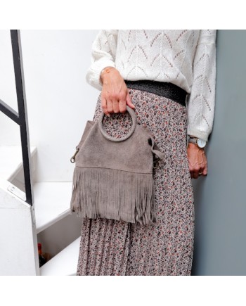 sac à franges anse ronde en cuir