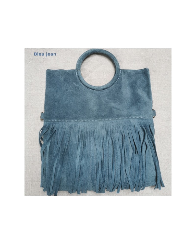 sac à franges anse ronde en cuir