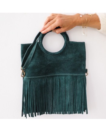 sac à franges anse ronde en cuir