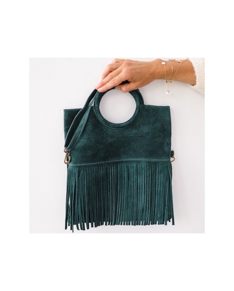 sac à franges anse ronde en cuir