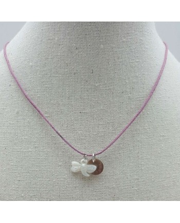 Collier deux breloques nacres libelule.