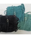 Sac à franges forme carré croûte de cuir
