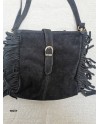 Sac à franges forme carré croûte de cuir