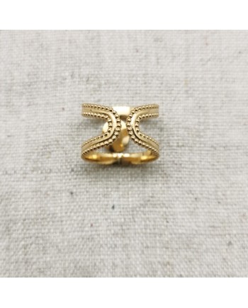 Bagues pierre naturelle couleur ovale et double tour perlée