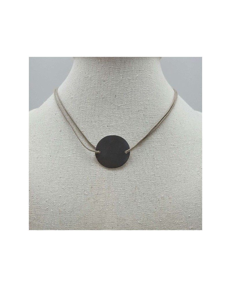collier médaille 25mm sur lien coton