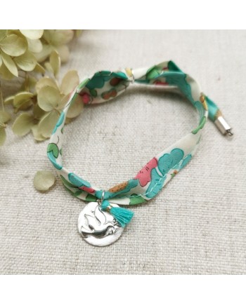 Bracelet médaille colombe ou arbre sur liberty
