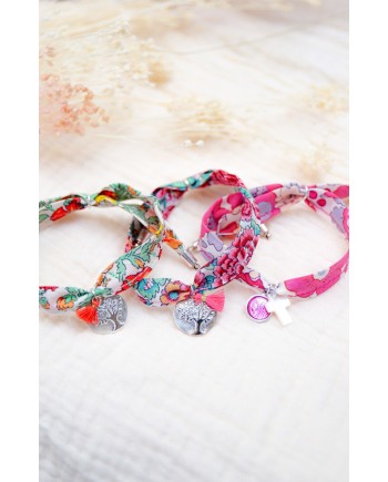 Bracelet médaille colombe ou arbre sur liberty