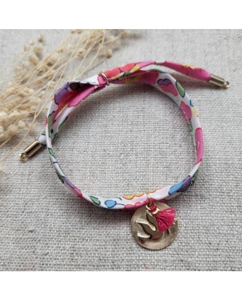 Bracelet médaille colombe ou arbre sur liberty