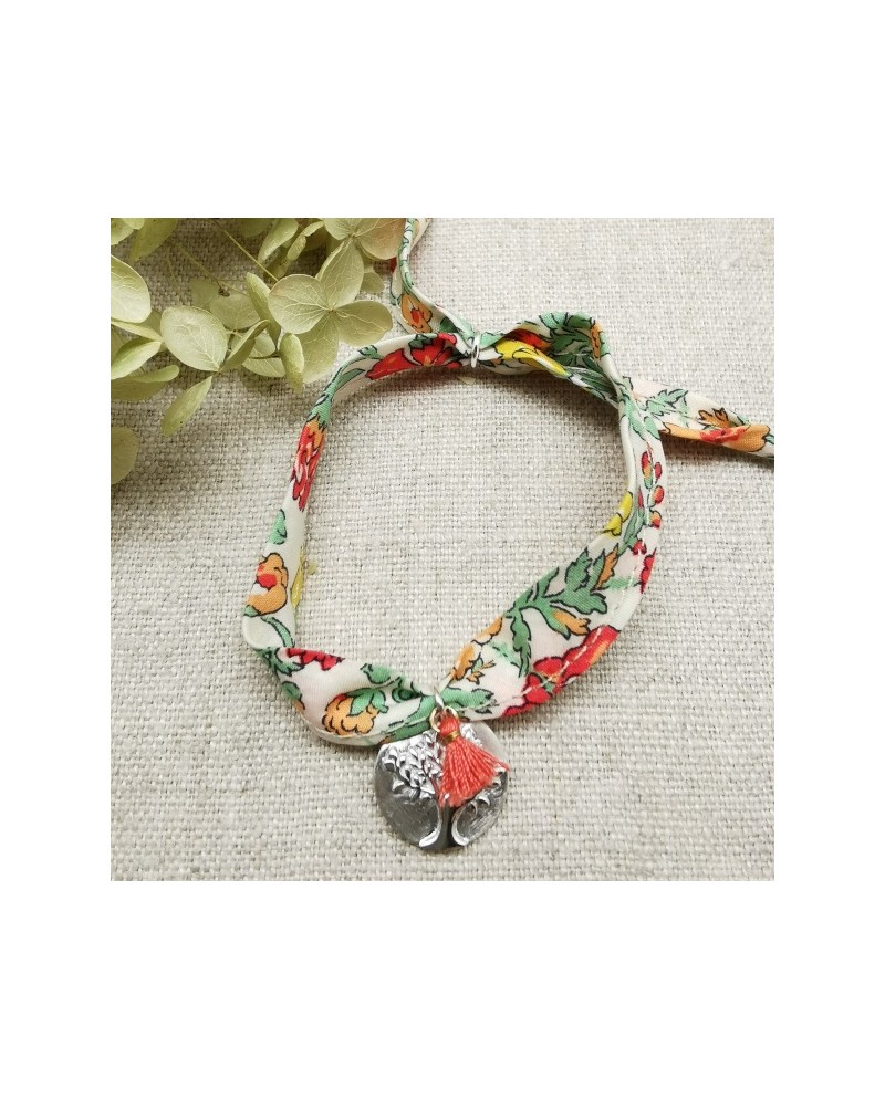 Bracelet médaille colombe ou arbre sur liberty
