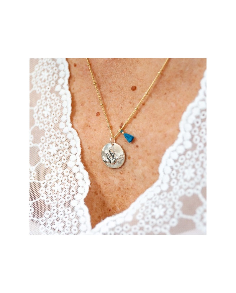 Collier médaille colombe ou arbre