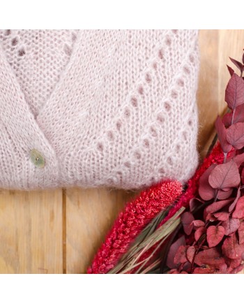 Gilet boutonné mohair ajouré