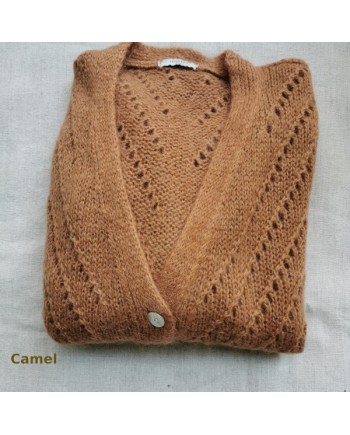 Gilet boutonné mohair ajouré