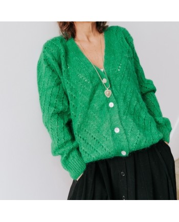 Gilet boutonné mohair ajouré