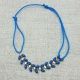 Bracelet epi émaillé bleu vif sur lien coton ajustable