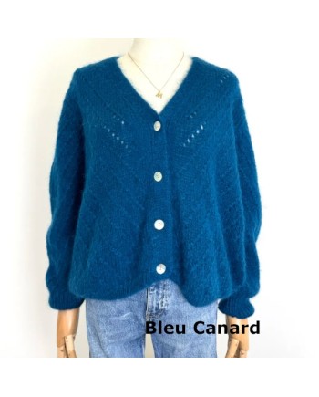 Gilet boutonné mohair ajouré