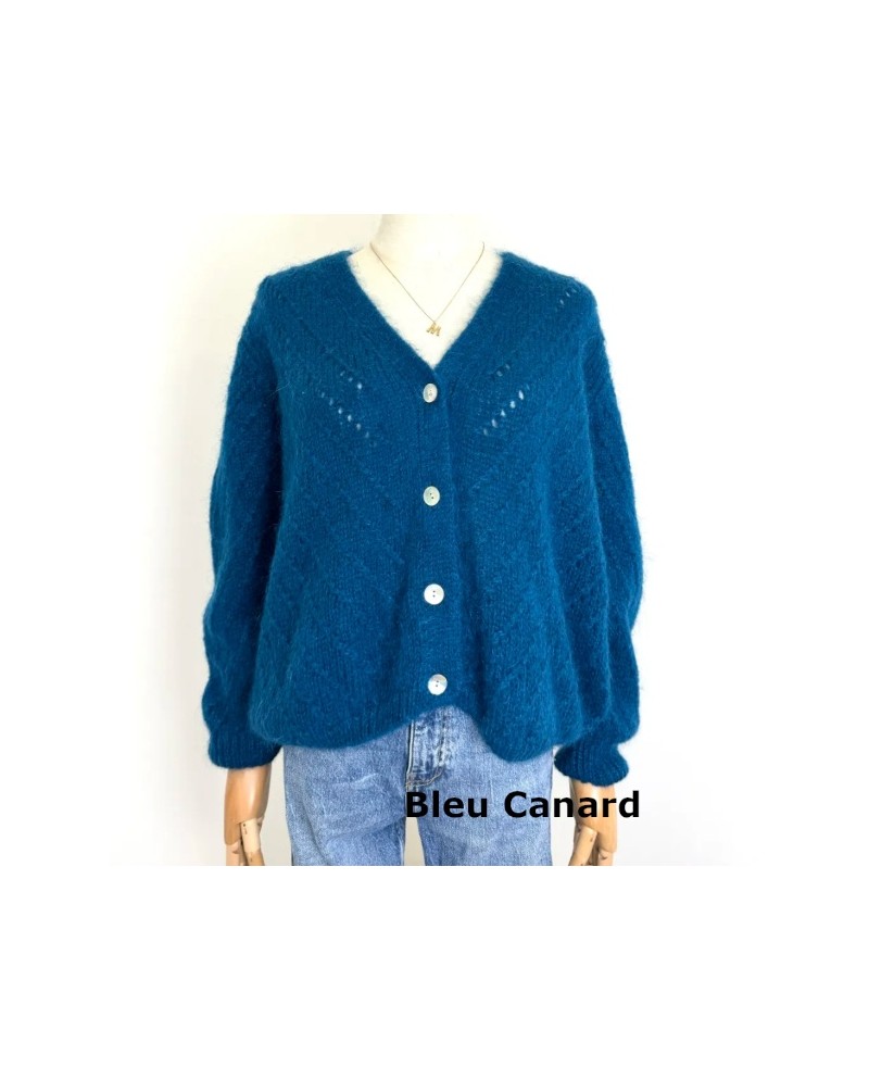 Gilet boutonné mohair ajouré