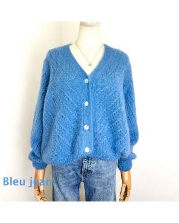 Gilet boutonné mohair ajouré