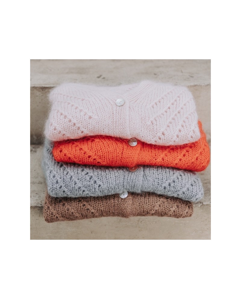 Gilet boutonné mohair ajouré