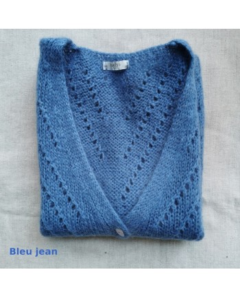 Gilet boutonné mohair sans manche ajouré