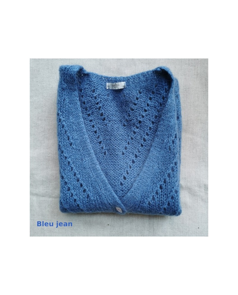 Gilet boutonné mohair sans manche ajouré